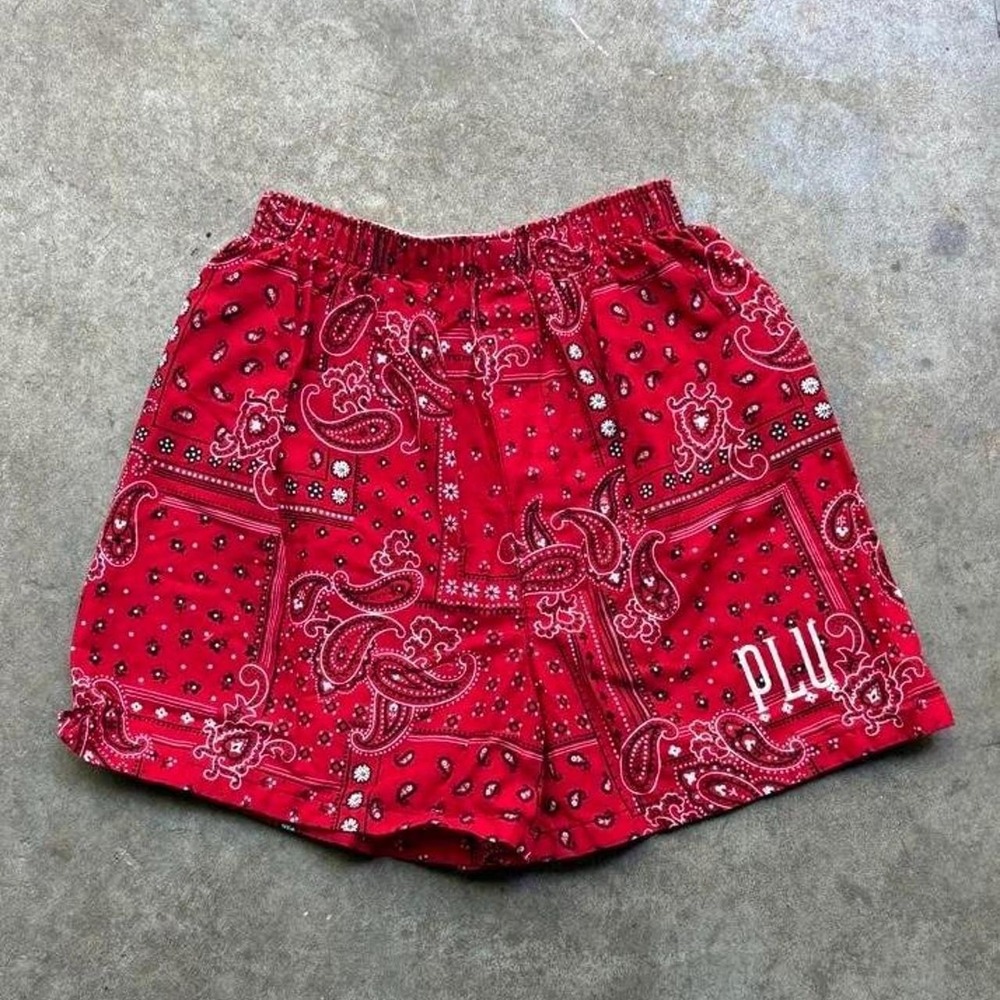 Vintage 90s made in USA Red bandana print shorts men's medium